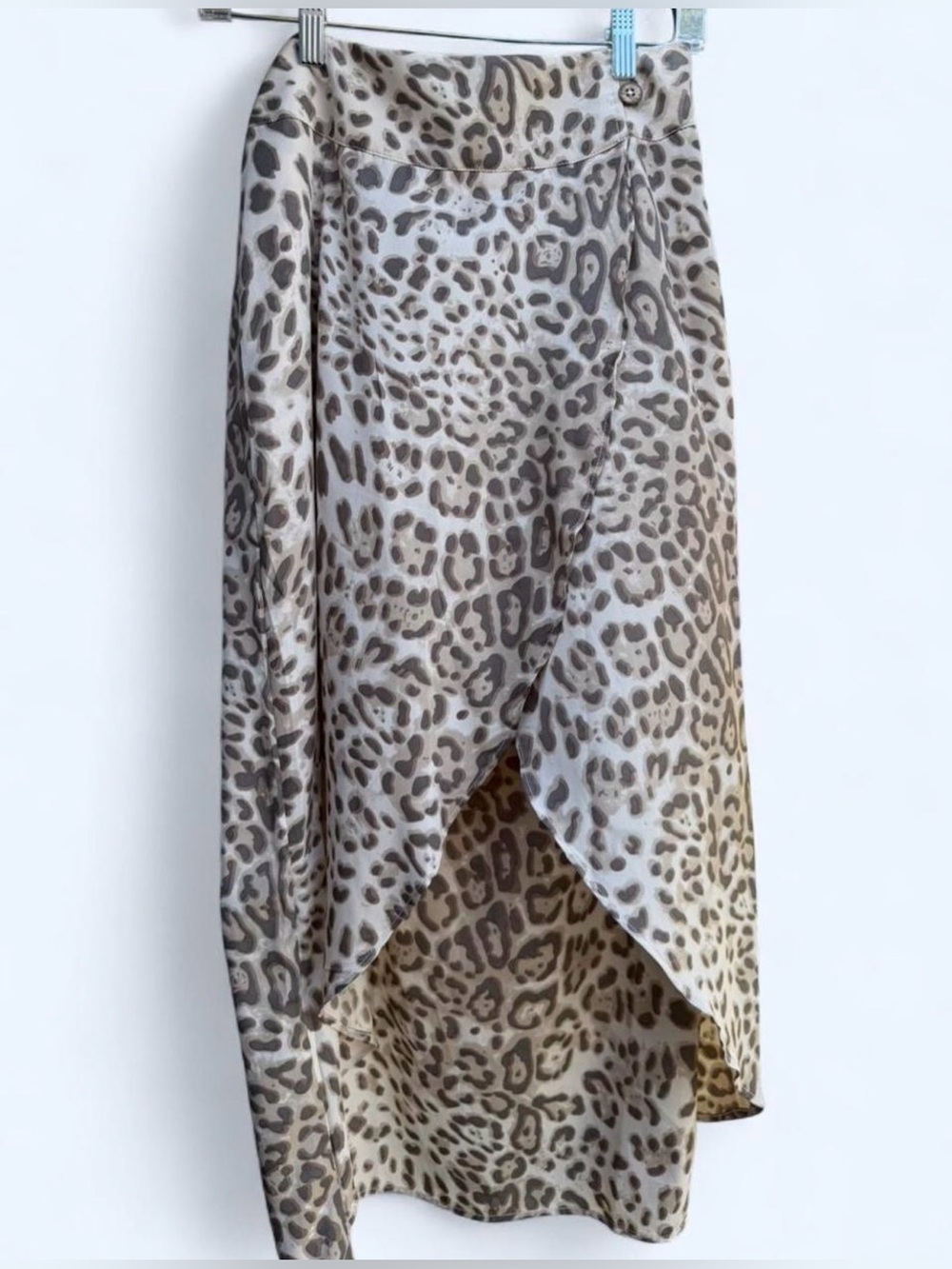 Tribal Women's Asymmetrical Leopard Print Skirt in Beige and Brown